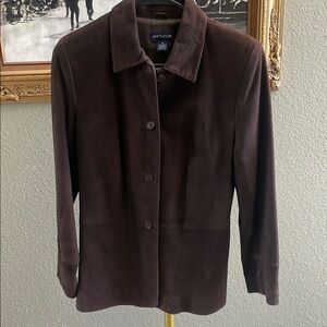 Ann Taylor Brown Blazer Leather